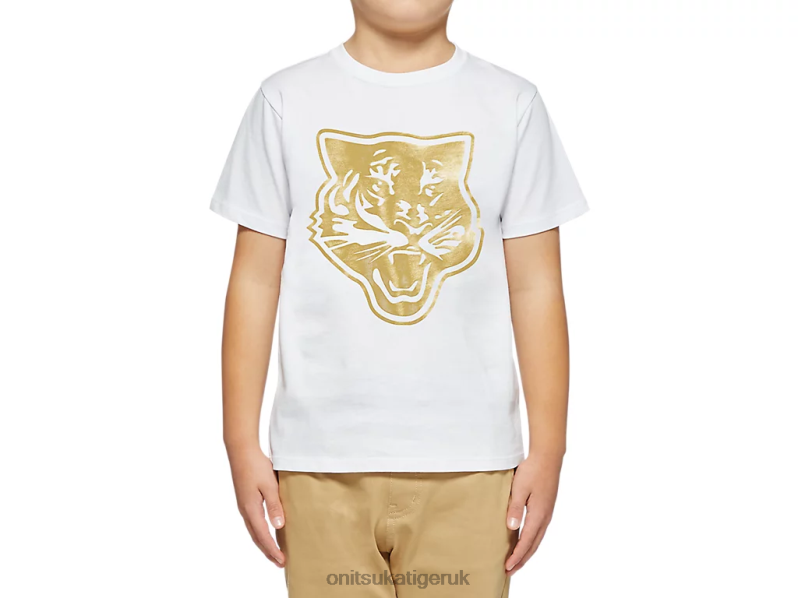 Kids LOGO GRAPHIC T XTBPR659 Clothing Onitsuka Tiger White/Gold