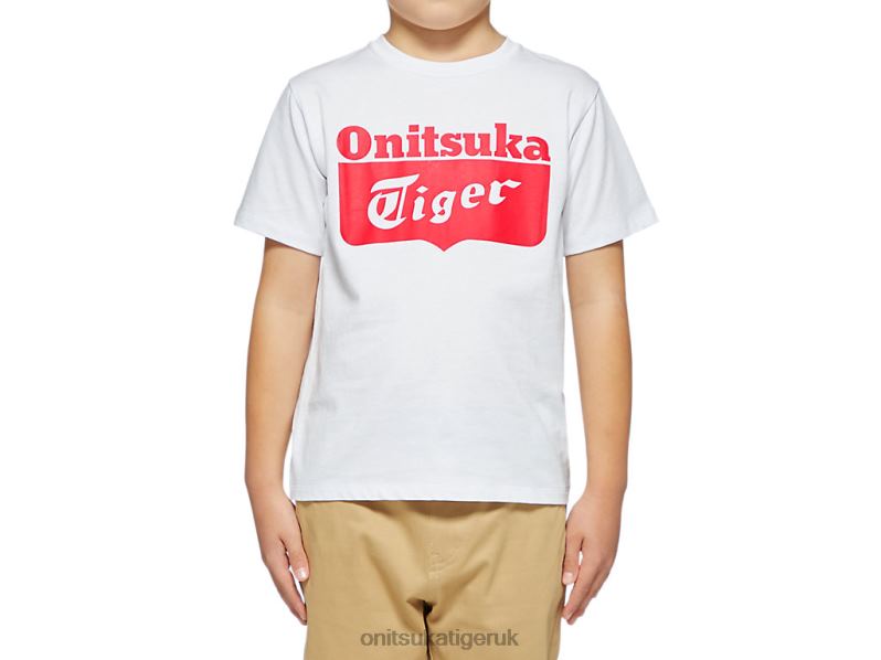Kids LOGO TEE XTBPR660 Clothing Onitsuka Tiger White/Red