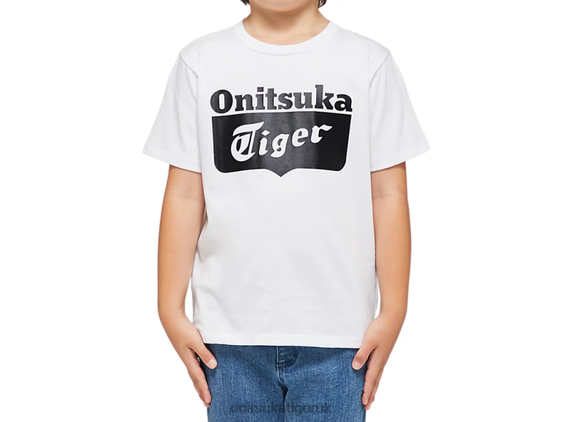 Kids LOGO TEE XTBPR669 Clothing Onitsuka Tiger Real White/Performance Black
