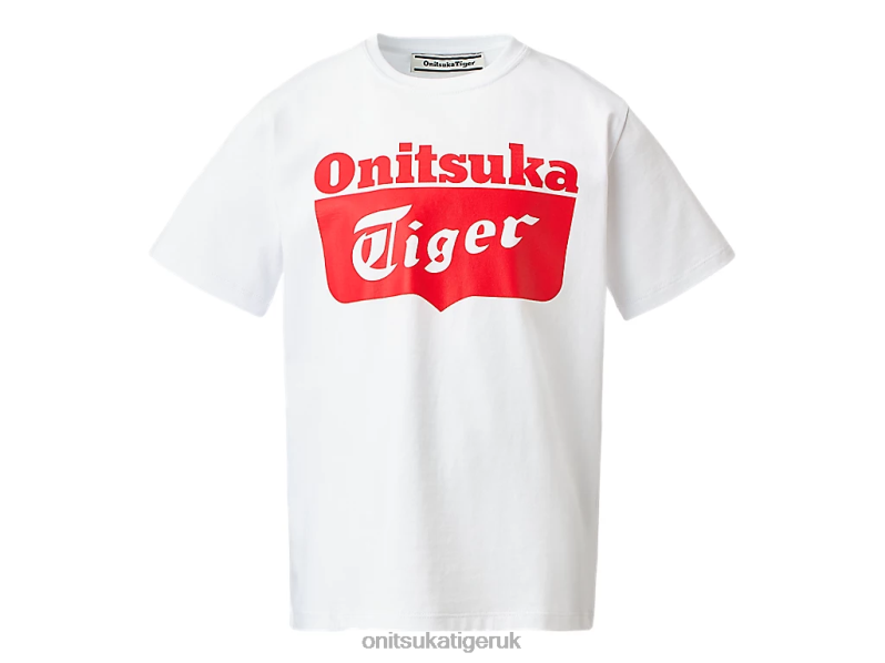 Kids LOGO TEE XTBPR670 Clothing Onitsuka Tiger Real White/Red Alert