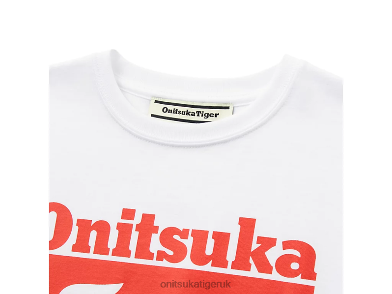 Kids LOGO TEE XTBPR670 Clothing Onitsuka Tiger Real White/Red Alert