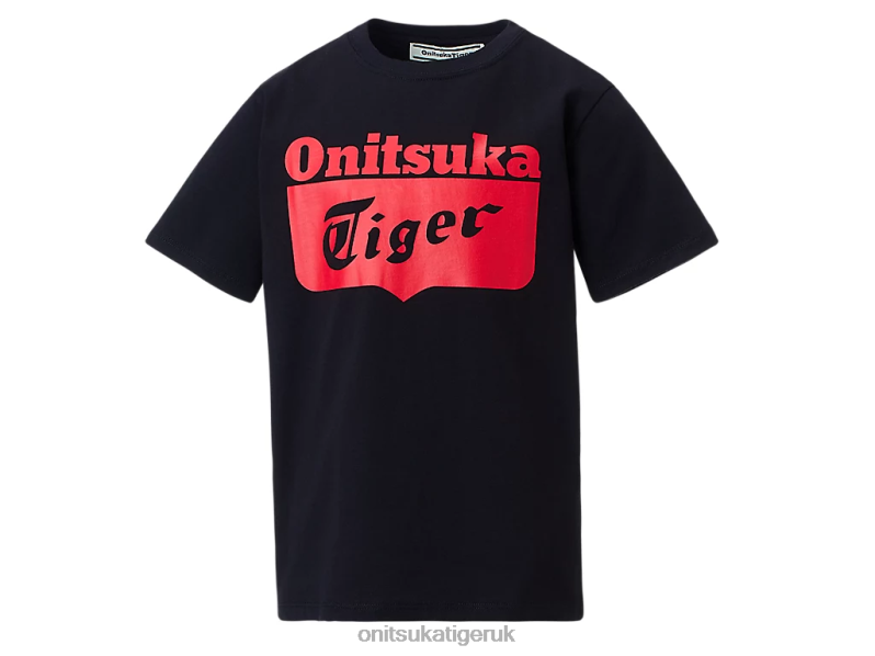 Kids LOGO TEE XTBPR673 Clothing Onitsuka Tiger Performance Black/Red Alert