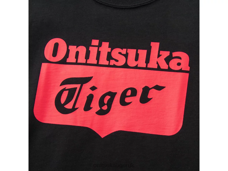 Kids LOGO TEE XTBPR673 Clothing Onitsuka Tiger Performance Black/Red Alert