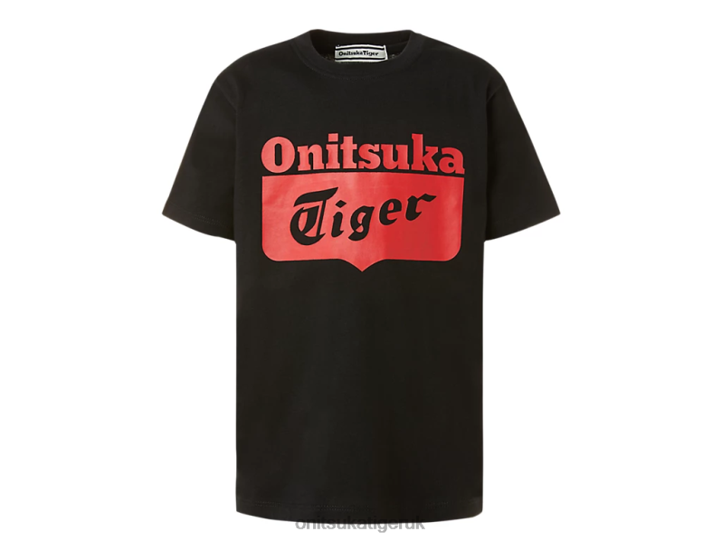 Kids LOGO TEE XTBPR676 Clothing Onitsuka Tiger Performance Black/Fiery Red