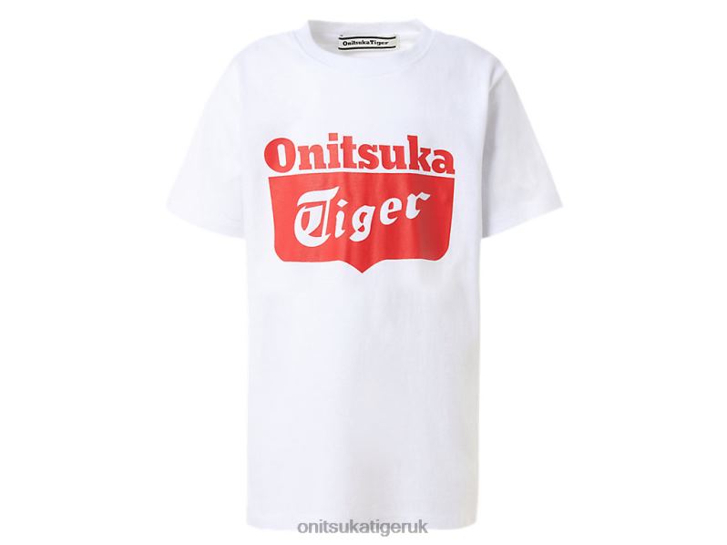 Kids LOGO TEE XTBPR677 Clothing Onitsuka Tiger Real White/Fiery Red