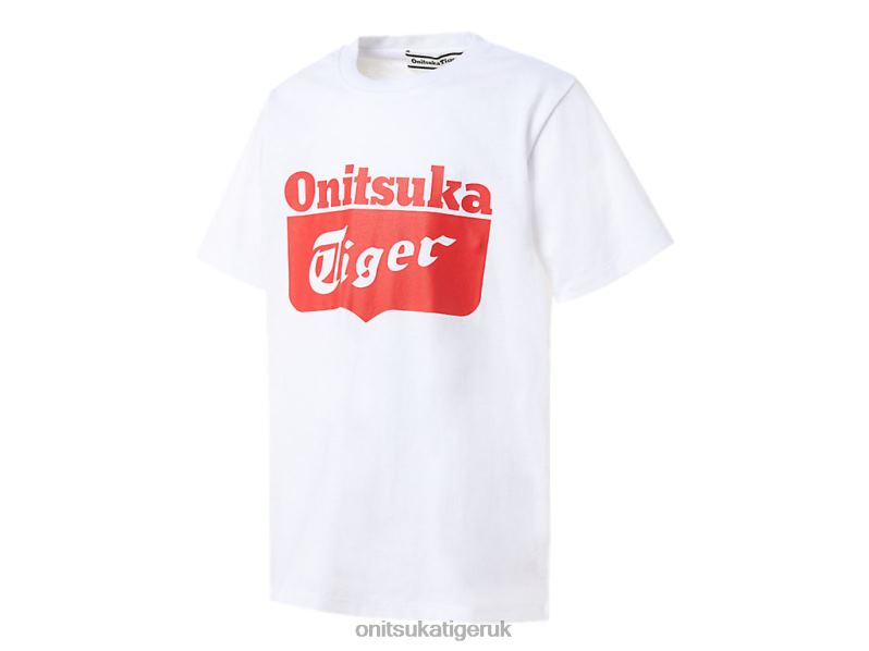 Kids LOGO TEE XTBPR677 Clothing Onitsuka Tiger Real White/Fiery Red