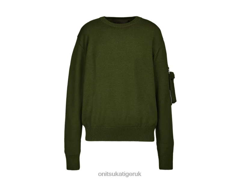Men LS KNIT TOP XTBPR372 Clothing Onitsuka Tiger Khaki