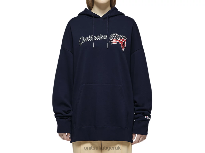 Unisex HOODIE TOP XTBPR479 Clothing Onitsuka Tiger Dark Navy