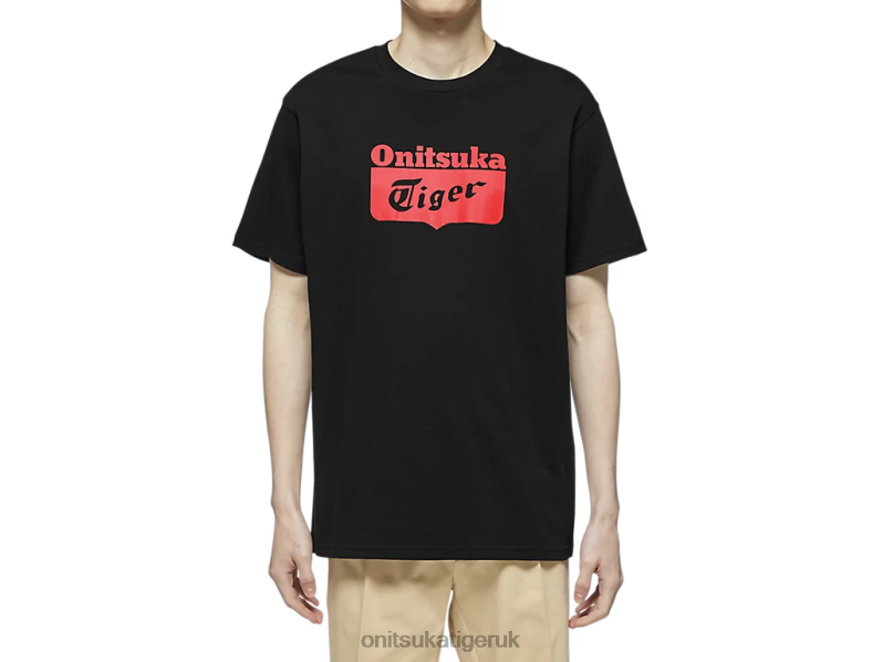 Unisex LOGO TEE XTBPR384 Clothing Onitsuka Tiger Black/Red