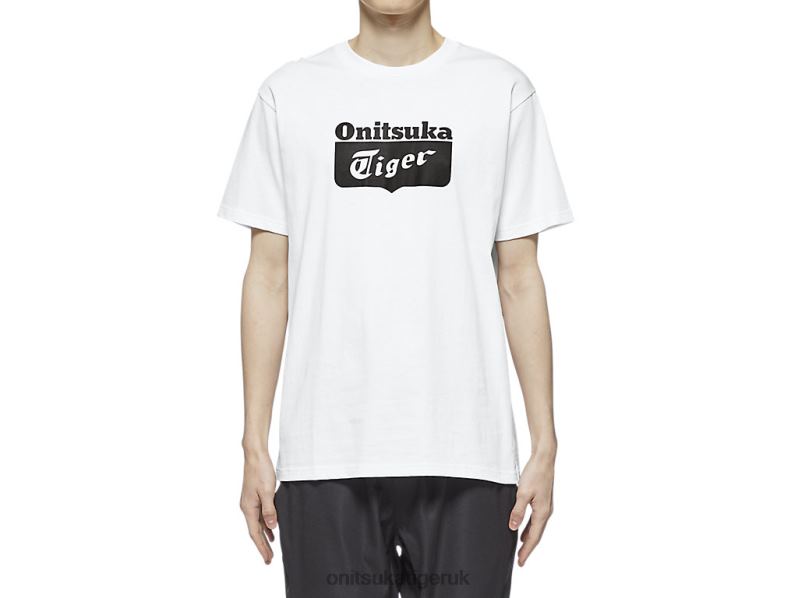 Unisex LOGO TEE XTBPR385 Clothing Onitsuka Tiger White/Black