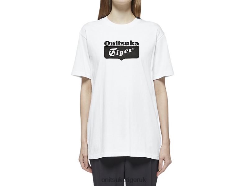 Unisex LOGO TEE XTBPR385 Clothing Onitsuka Tiger White/Black