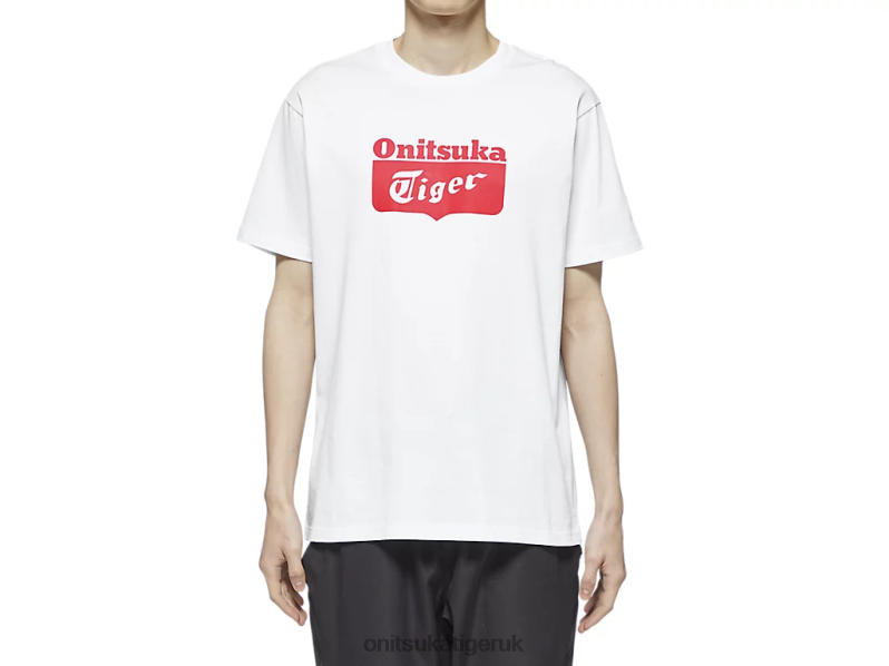 Unisex LOGO TEE XTBPR388 Clothing Onitsuka Tiger White/Red