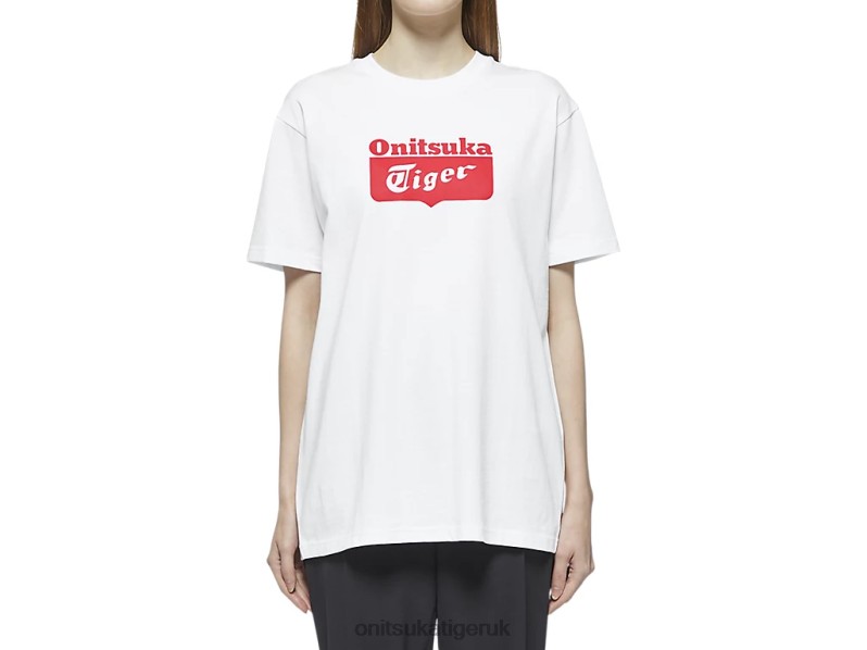 Unisex LOGO TEE XTBPR388 Clothing Onitsuka Tiger White/Red