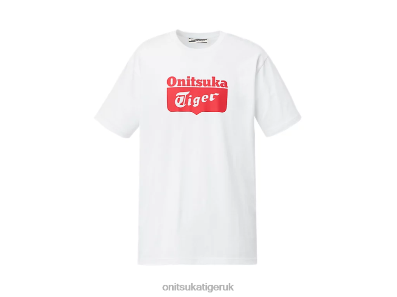 Unisex LOGO TEE XTBPR388 Clothing Onitsuka Tiger White/Red