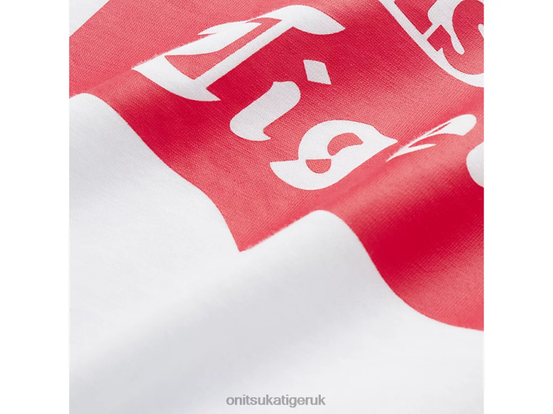 Unisex LOGO TEE XTBPR388 Clothing Onitsuka Tiger White/Red