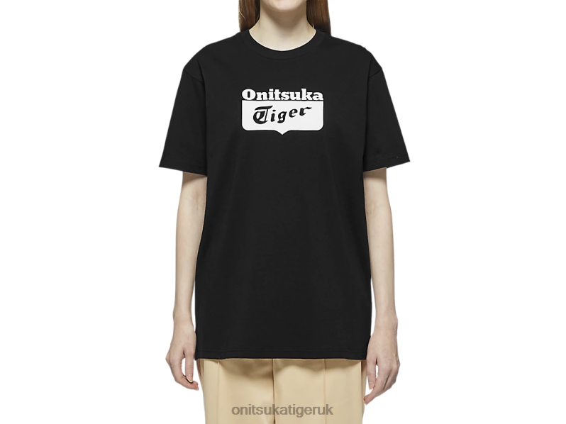 Unisex LOGO TEE XTBPR407 Clothing Onitsuka Tiger Black/White