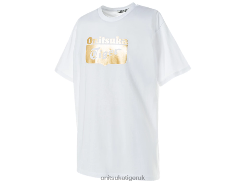 Unisex LOGO TEE XTBPR482 Clothing Onitsuka Tiger Real White/Rich Gold