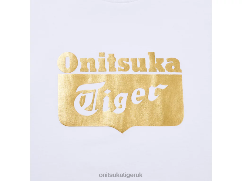 Unisex LOGO TEE XTBPR482 Clothing Onitsuka Tiger Real White/Rich Gold