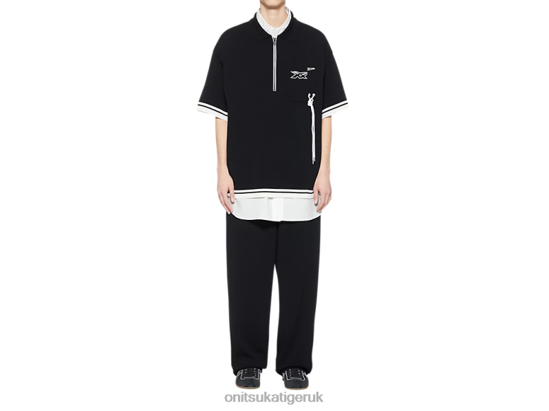 Unisex SS TOP XTBPR410 Clothing Onitsuka Tiger Black