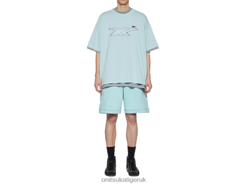 Unisex SS TOP XTBPR411 Clothing Onitsuka Tiger Light Blue/Grey