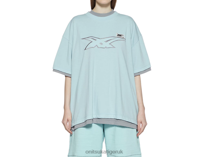 Unisex SS TOP XTBPR411 Clothing Onitsuka Tiger Light Blue/Grey