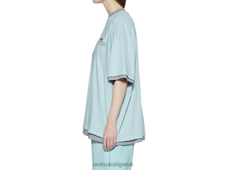 Unisex SS TOP XTBPR411 Clothing Onitsuka Tiger Light Blue/Grey