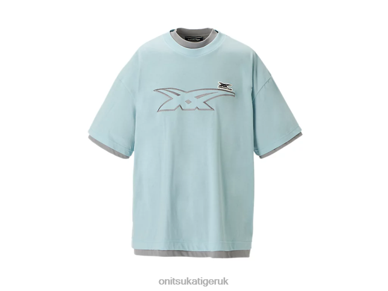 Unisex SS TOP XTBPR411 Clothing Onitsuka Tiger Light Blue/Grey