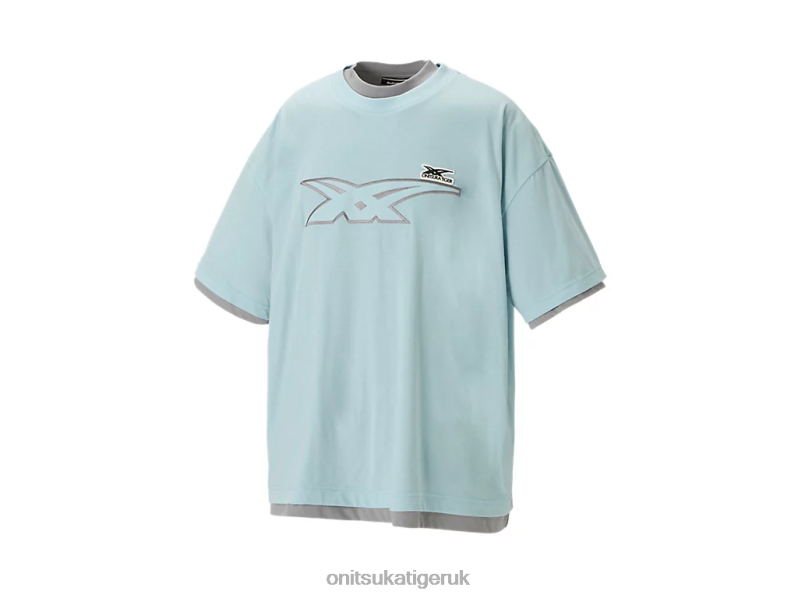 Unisex SS TOP XTBPR411 Clothing Onitsuka Tiger Light Blue/Grey
