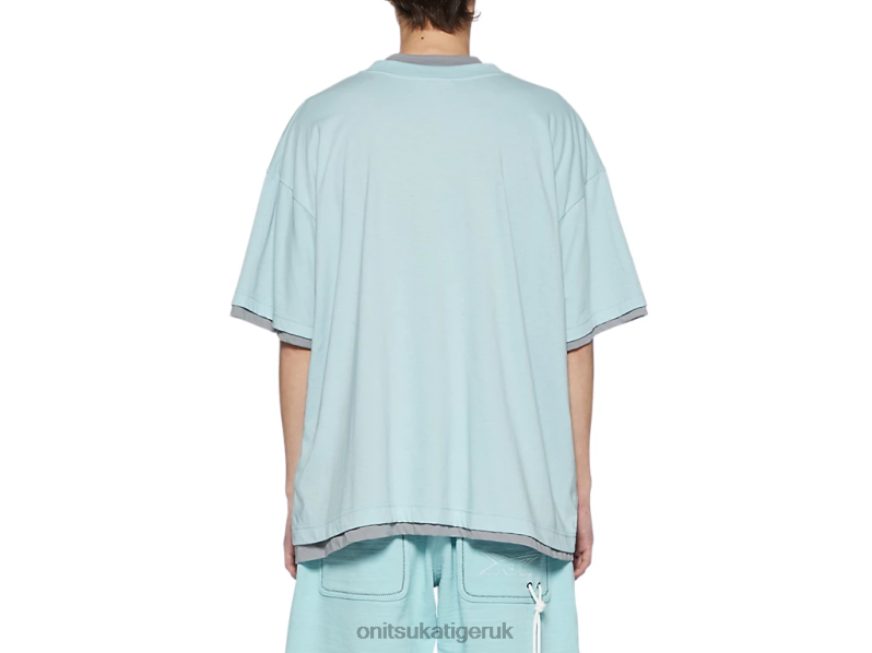 Unisex SS TOP XTBPR411 Clothing Onitsuka Tiger Light Blue/Grey