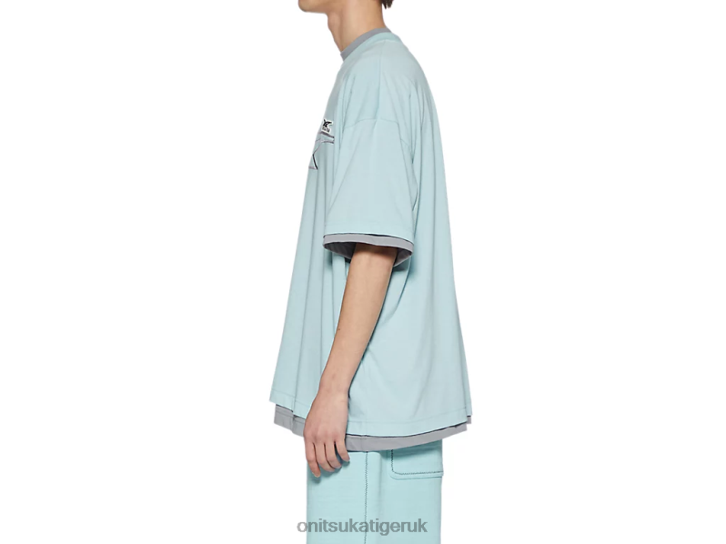 Unisex SS TOP XTBPR411 Clothing Onitsuka Tiger Light Blue/Grey
