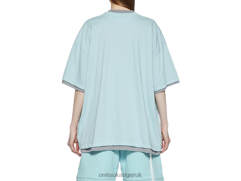 Unisex SS TOP XTBPR411 Clothing Onitsuka Tiger Light Blue/Grey