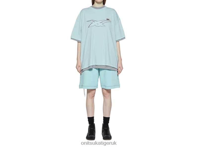 Unisex SS TOP XTBPR411 Clothing Onitsuka Tiger Light Blue/Grey